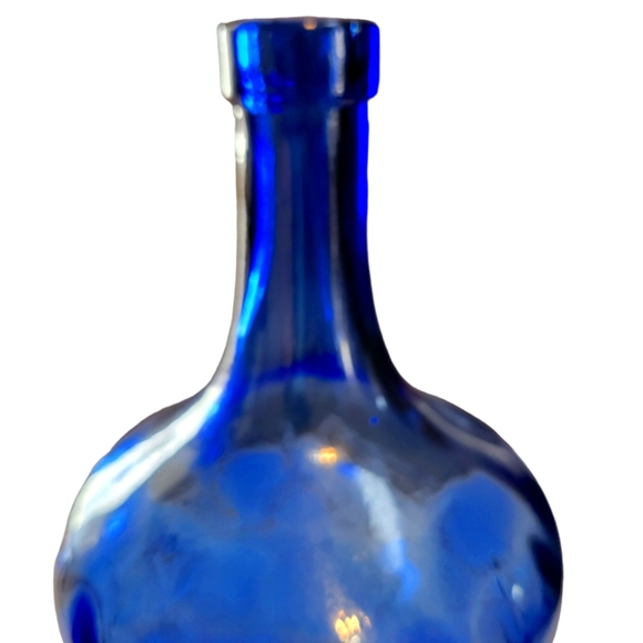 Cobalt Glass Bottle with raised grapes and leaves - Picture 3 of 3